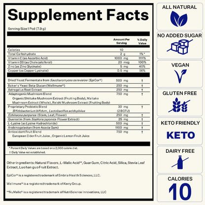 Blueshift Immune Ultra – 5-in-1 Immune Support Powder Drink Mix (Blueberry Acai, 14 Pack)
