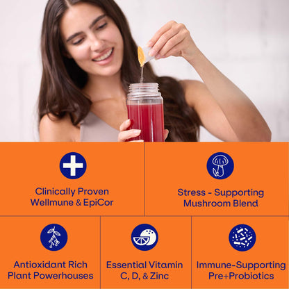 Blueshift Immune Ultra – 5-in-1 Immune Support Powder Drink Mix (Blueberry Acai, 14 Pack)