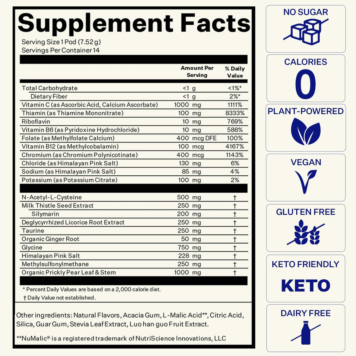 Blueshift Pre-Game NAC Electrolytes, Liver Support (14 Pack)