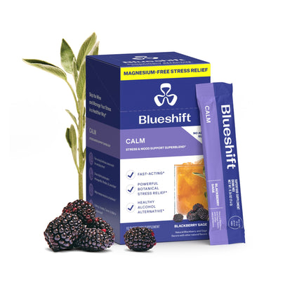 Blueshift Stress Relief Drink Mix - Blackberry Sage (Zero-Sugar, 10 ct) with Ashwagandha, L-Theanine & GABA