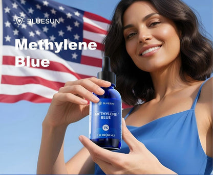 Bluesun Methylene Blue Supplement - 4 FL OZ Total (2 x 2 FL OZ bottles) | 1% Liquid Drops for Humans | Third-Party Tested | Formaldehyde-Free | Made in USA