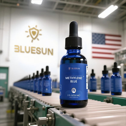 Bluesun Methylene Blue Supplement - 4 FL OZ Total (2 x 2 FL OZ bottles) | 1% Liquid Drops for Humans | Third-Party Tested | Formaldehyde-Free | Made in USA