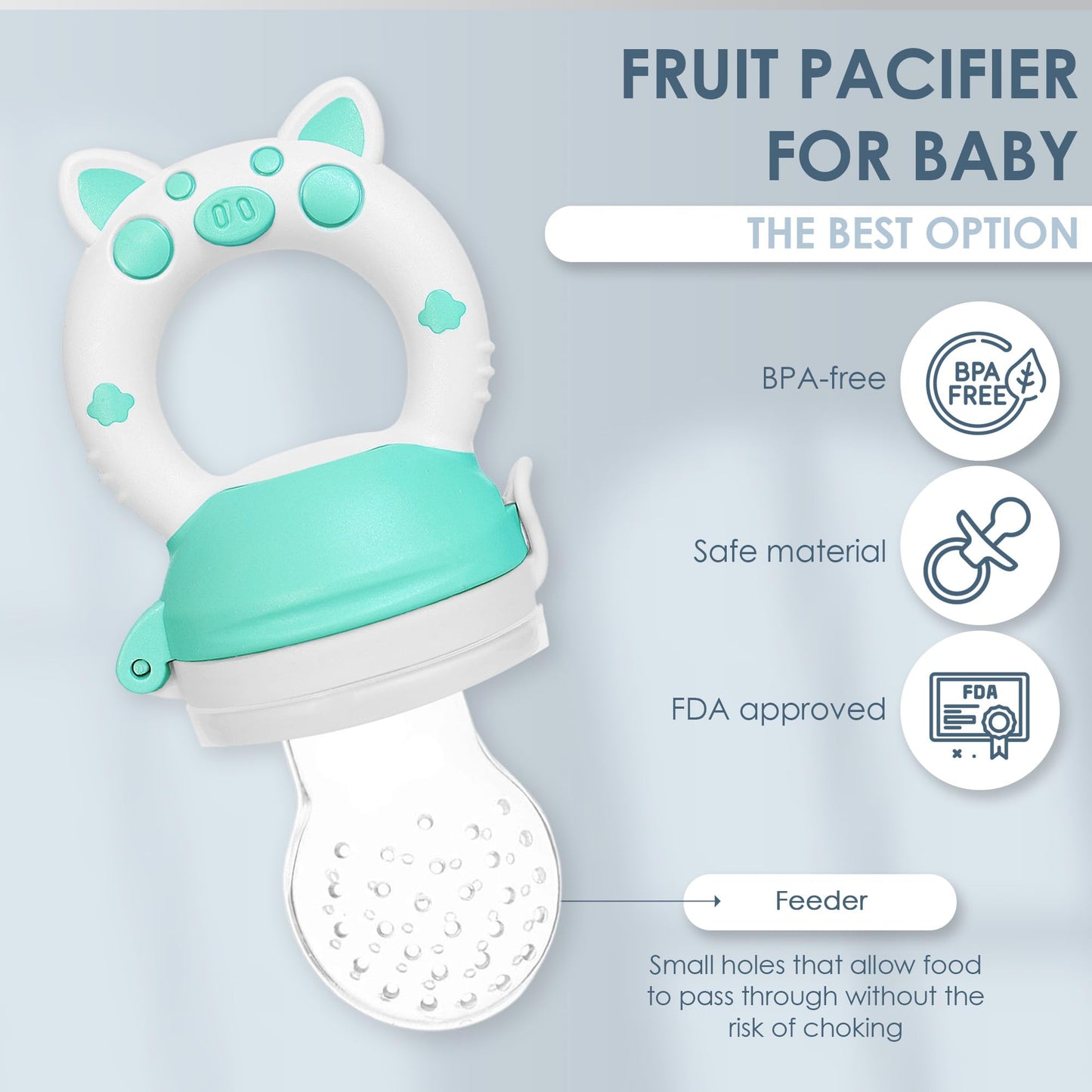 Bluet B- Baby Fruit Feeder Pacifier – BPA-Free Silicone, 6 Nipples (2 Pack) – Green