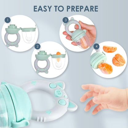 Bluet B- Baby Fruit Feeder Pacifier – BPA-Free Silicone, 6 Nipples (2 Pack) – Green