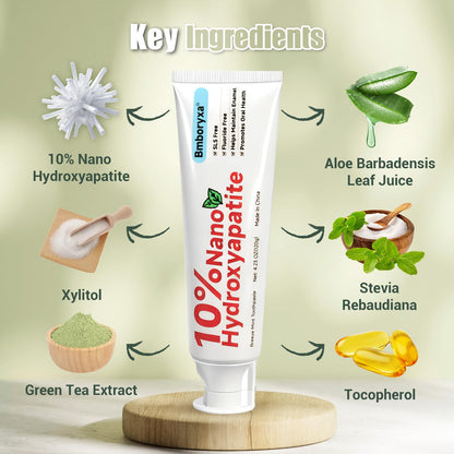 Bmboryxa 10% Nano Hydroxyapatite Toothpaste – SLS & Fluoride Free, Whitening, Sensitive Teeth (4.23oz Mint)