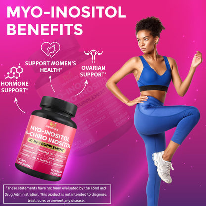 BMVINVOL Inositol Supplement – 40:1 Myo-Inositol & D-Chiro Inositol, Berberine, Cinnamon, Ashwagandha + 5 More – 60 Capsules