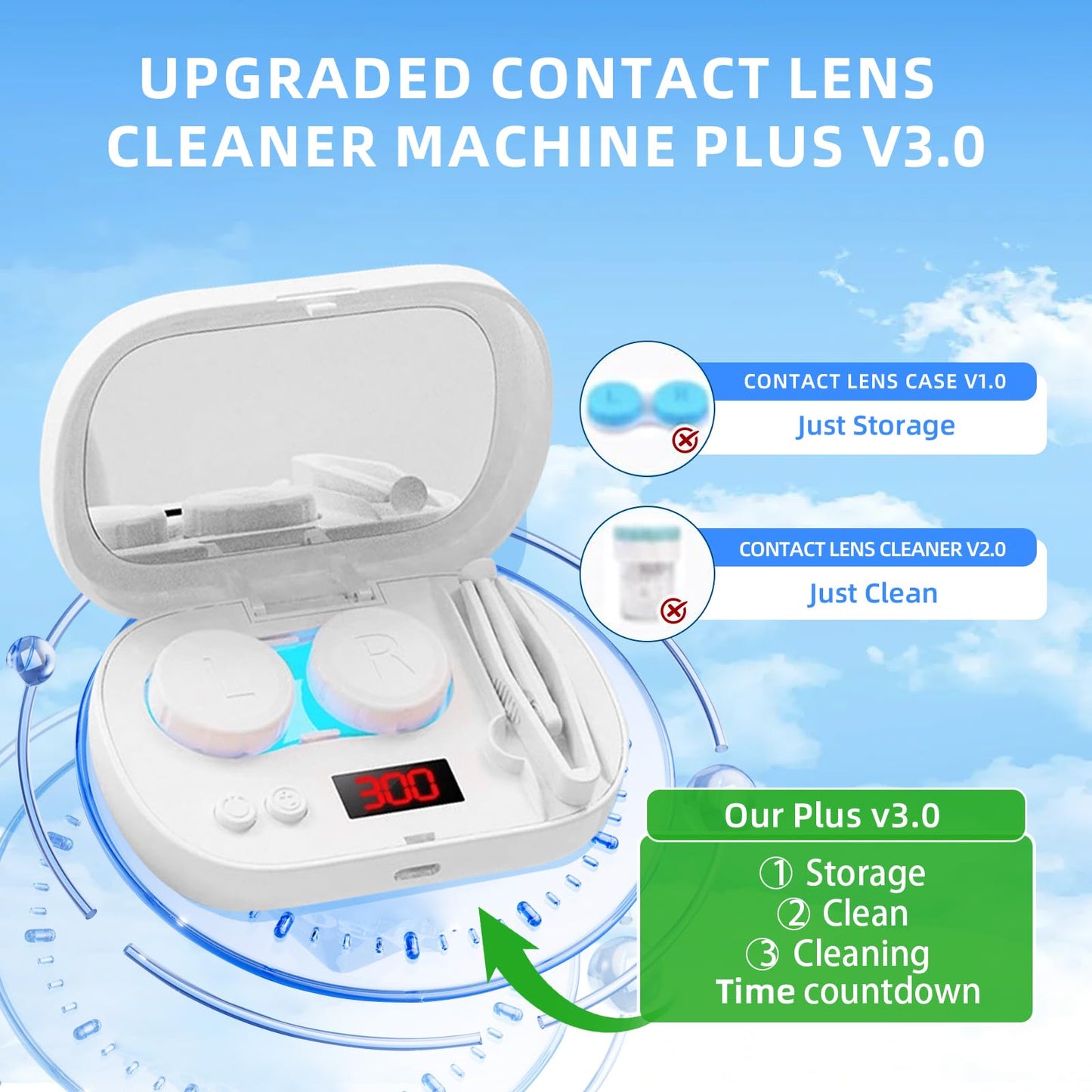 BNXXL SKIN Contact Lens Cleaner – White, USB Charging, Night Light