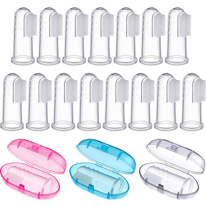 Boao 36 Pcs Baby Finger Toothbrushes with Storage Case - Soft Silicone Baby Tongue Cleaners for Infants and Toddlers