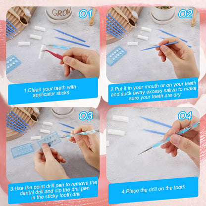 Boao 61-Piece Tooth Gem Kit DIY Dental Gems – Reflective Crystal Teeth Jewelry with Applicator Sticks & Dot Drill Pen