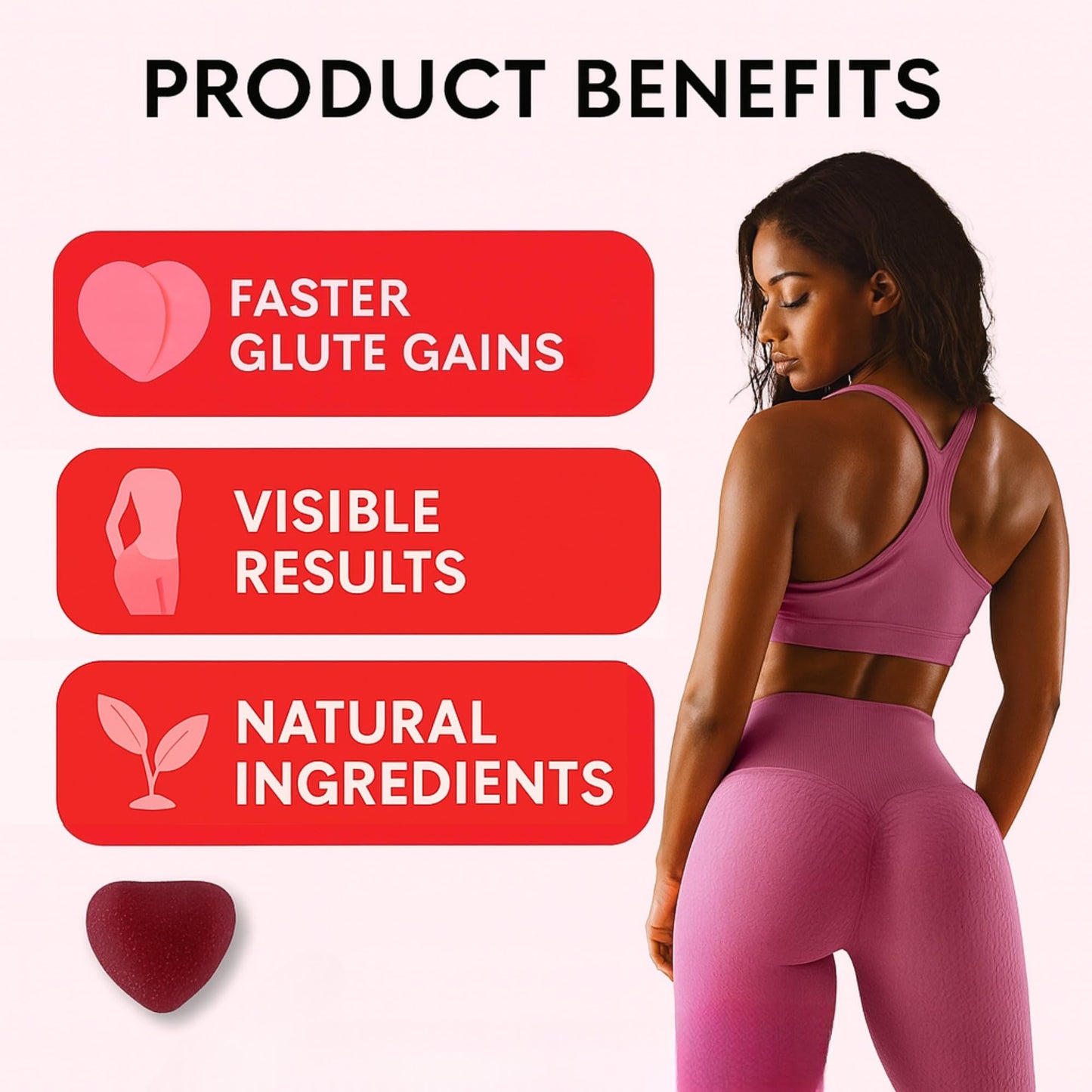 Bodied by Bella Butt Gummies – Natural Booty Gummies, Plant-Based Butt Enhancer (30 Ct) Peach Shake