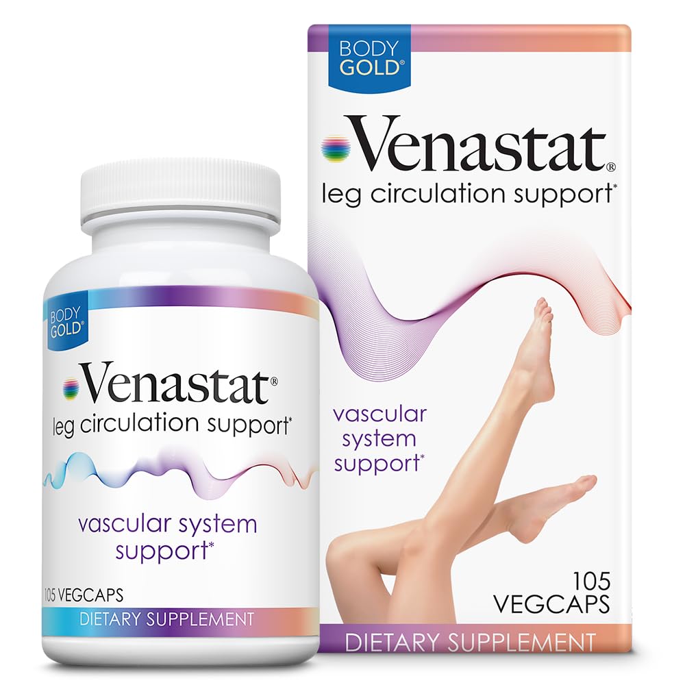 Body Gold Venastat – Leg Vein & Circulation Support (Horse Chestnut, Diosmin) – 105 Veggie Capsules