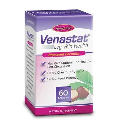 Body Gold Venastat – Leg Vein Support with Horse Chestnut & Diosmin (60 Veggie Capsules)