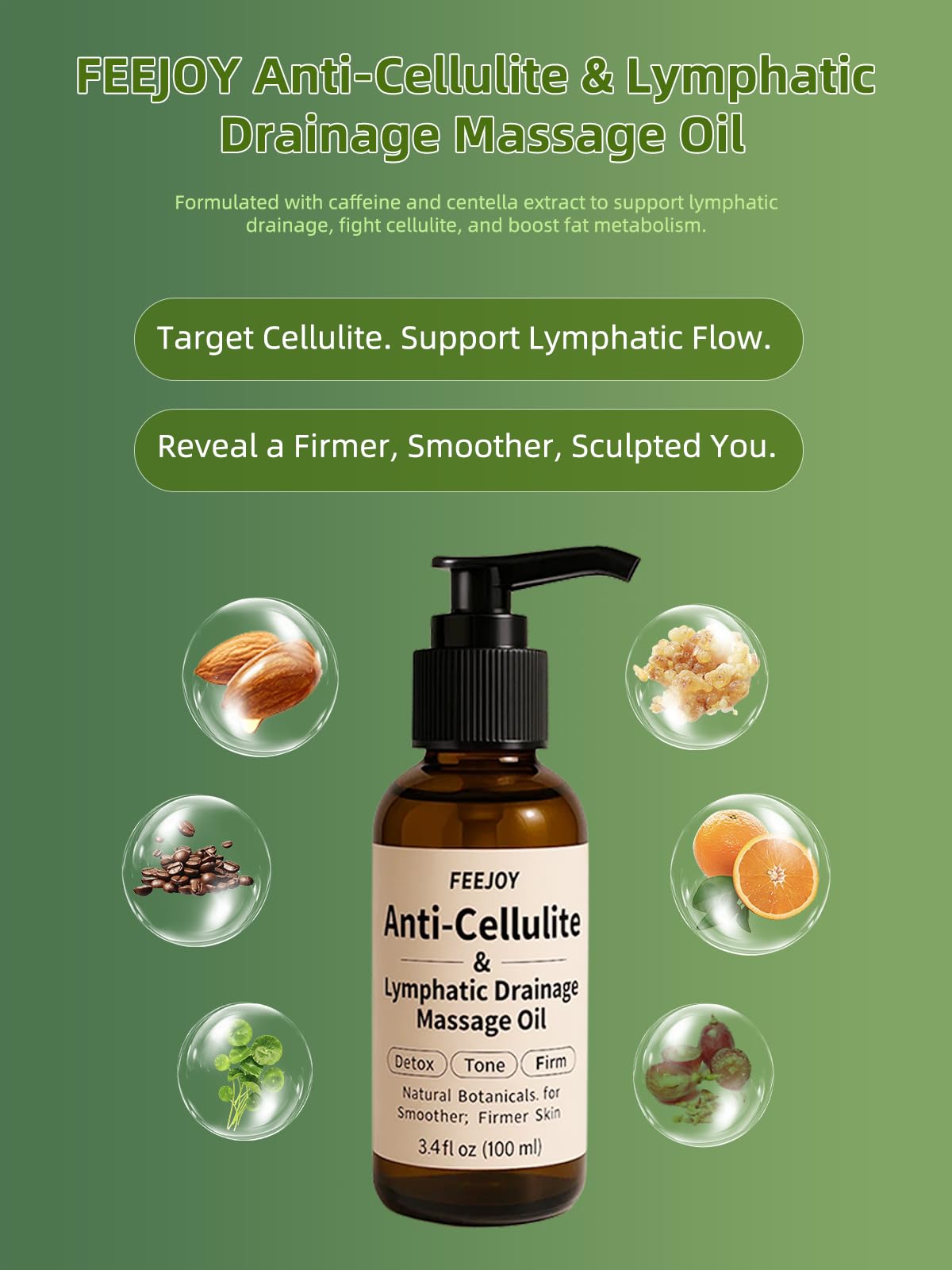 Body Oil & Massage Oil for Cellulite, Lymphatic Drainage & Skin Tightening | Daily Use