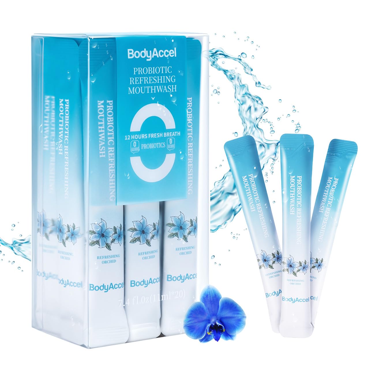 BodyAccel Mouthwash Travel Size - Portable Fresh Breath, Alcohol-Free (11ml*20)