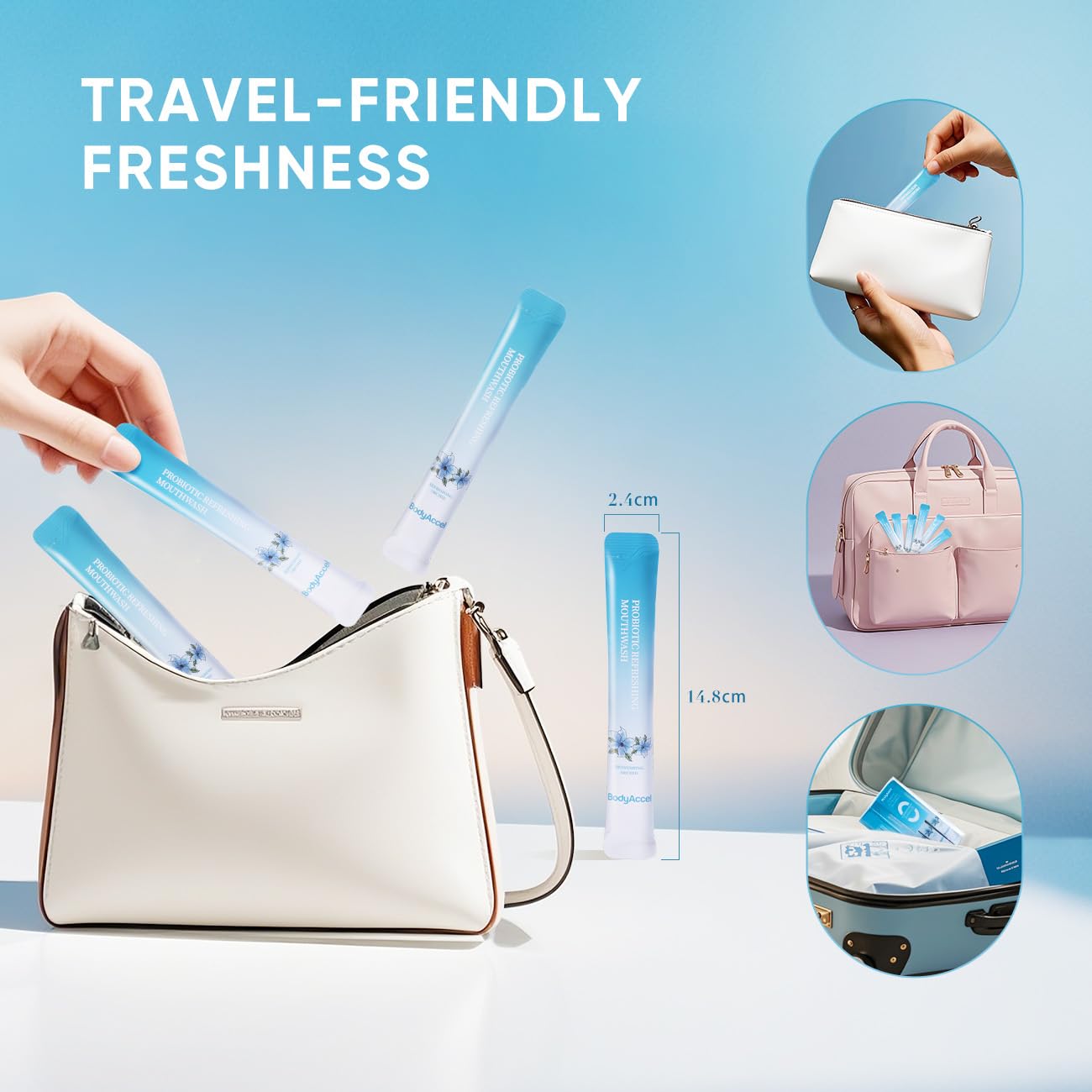 BodyAccel Mouthwash Travel Size - Portable Fresh Breath, Alcohol-Free (11ml*20)