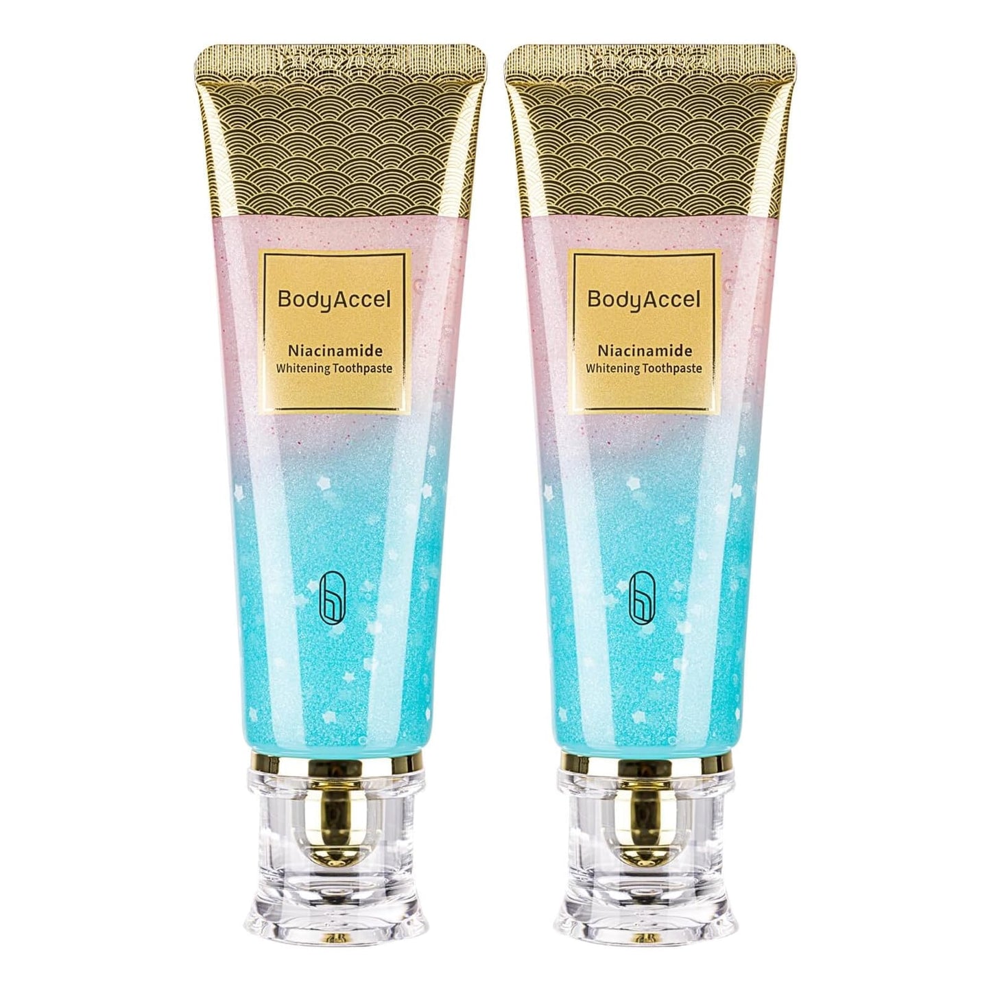 2 Pack BodyAccel Niacinamide Whitening Toothpaste – Triple Whitening, Gentle Formula, Fresh Breath