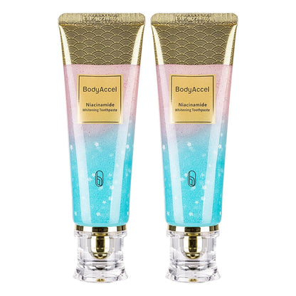 2 Pack BodyAccel Niacinamide Whitening Toothpaste – Triple Whitening, Gentle Formula, Fresh Breath