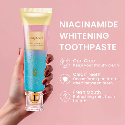 2 Pack BodyAccel Niacinamide Whitening Toothpaste – Triple Whitening, Gentle Formula, Fresh Breath