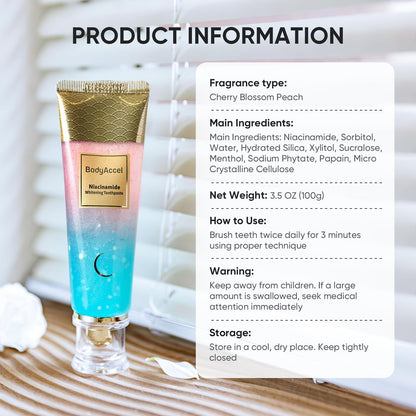 BodyAccel Niacinamide Whitening Toothpaste – Natural Whitening (3-Pack)