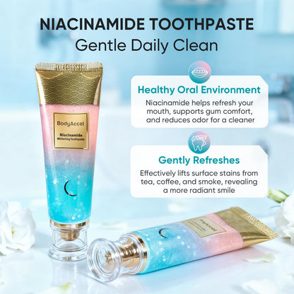 BodyAccel Niacinamide Whitening Toothpaste – Natural Whitening, Gentle Formula 2-Pack