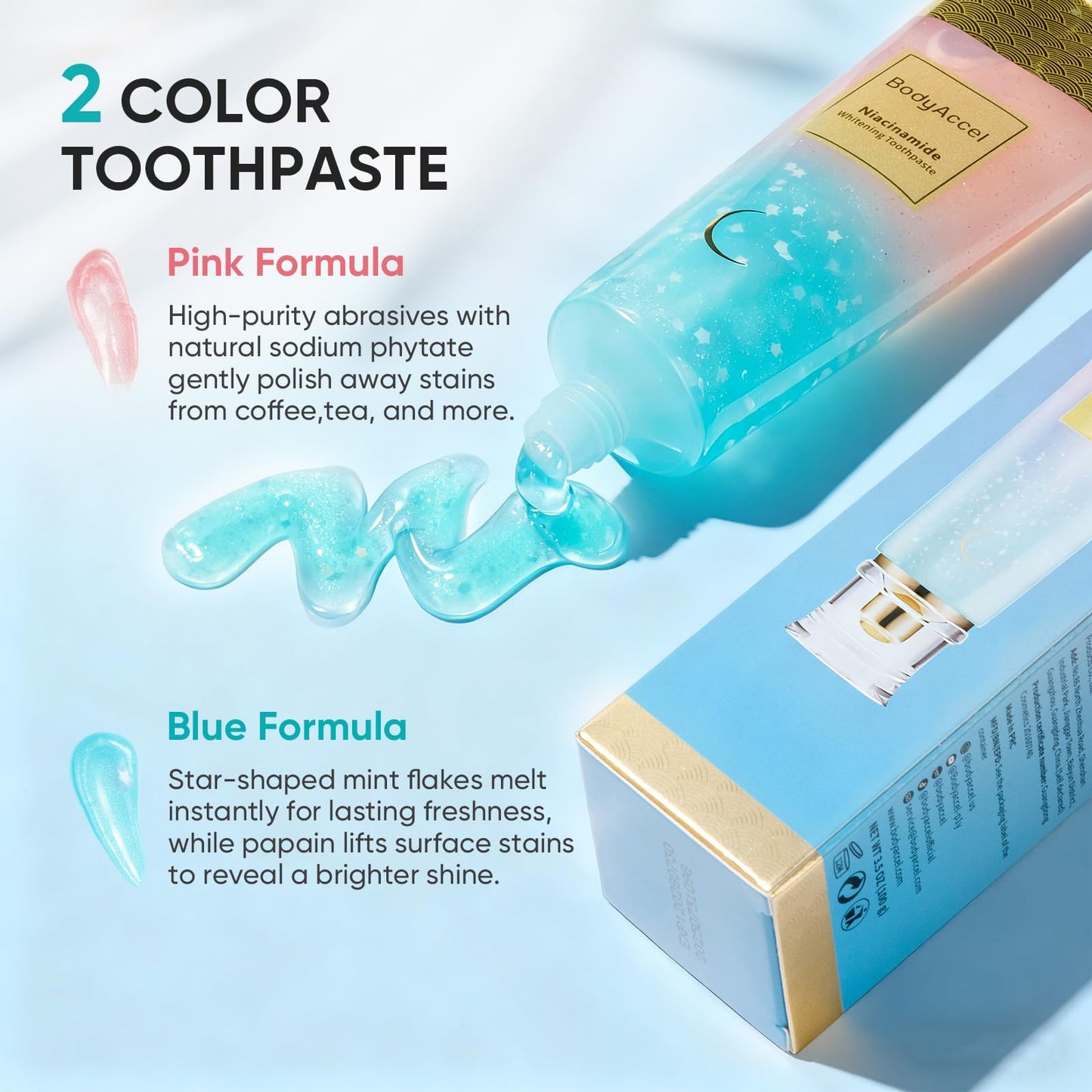 BodyAccel Niacinamide Whitening Toothpaste – Natural Whitening (3-Pack)