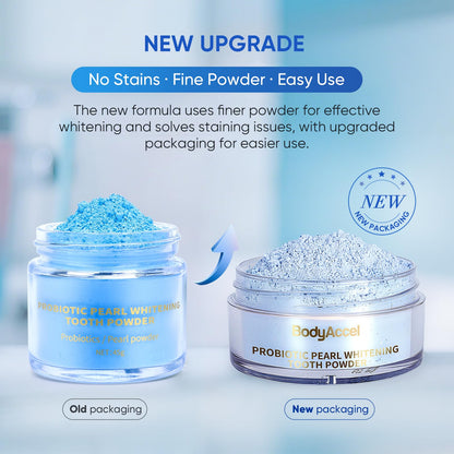 BodyAccel Probiotic Pearl Teeth Whitening Powder – Fluoride-Free, Coffee & Tea Stain Removal