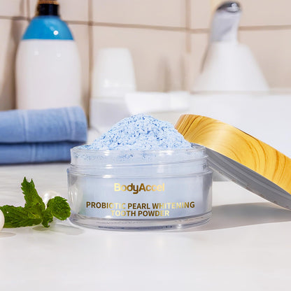 BodyAccel Probiotic Pearl Teeth Whitening Powder – Fluoride-Free, Coffee & Tea Stain Removal