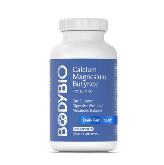 BodyBio Butyrate Postbiotic for Gut Health & Digestive Support | Calcium & Magnesium BritishVita | Premium UK Vitamins & Wellness Supplements