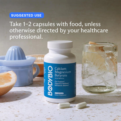 BodyBio Butyrate Postbiotic for Gut Health & Digestive Support | Calcium & Magnesium BritishVita | Premium UK Vitamins & Wellness Supplements