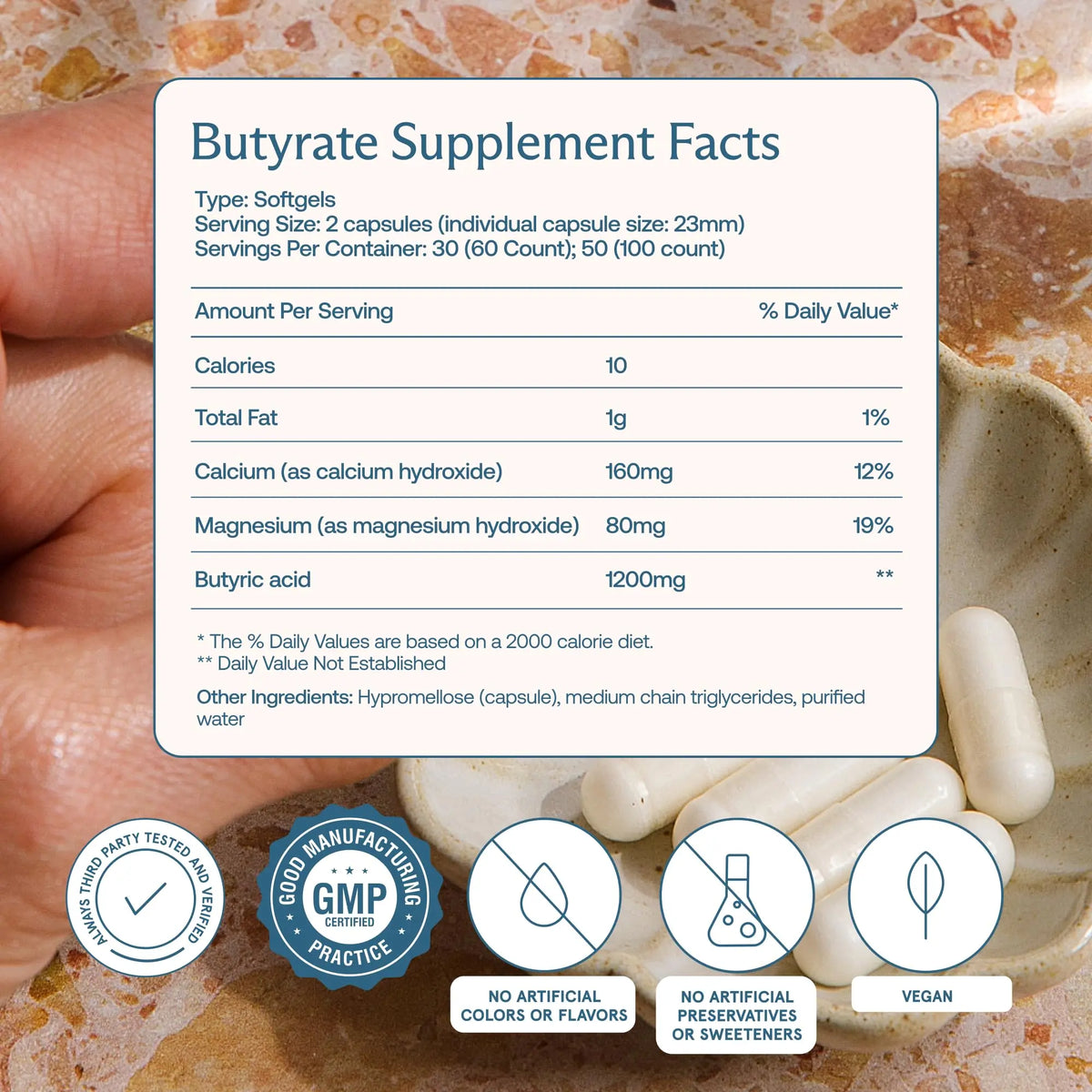 BodyBio Butyrate Postbiotic for Gut Health & Digestive Support | Calcium & Magnesium BritishVita | Premium UK Vitamins & Wellness Supplements