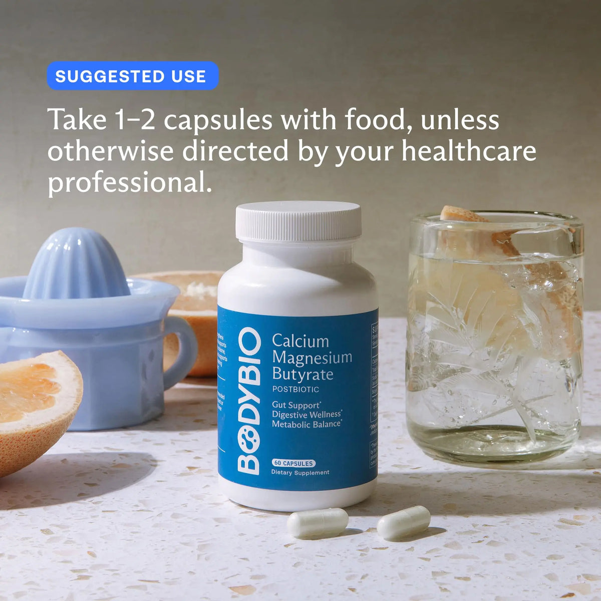 BodyBio Butyrate Postbiotic for Gut Health & Digestive Support | Calcium & Magnesium BritishVita | Premium UK Vitamins & Wellness Supplements