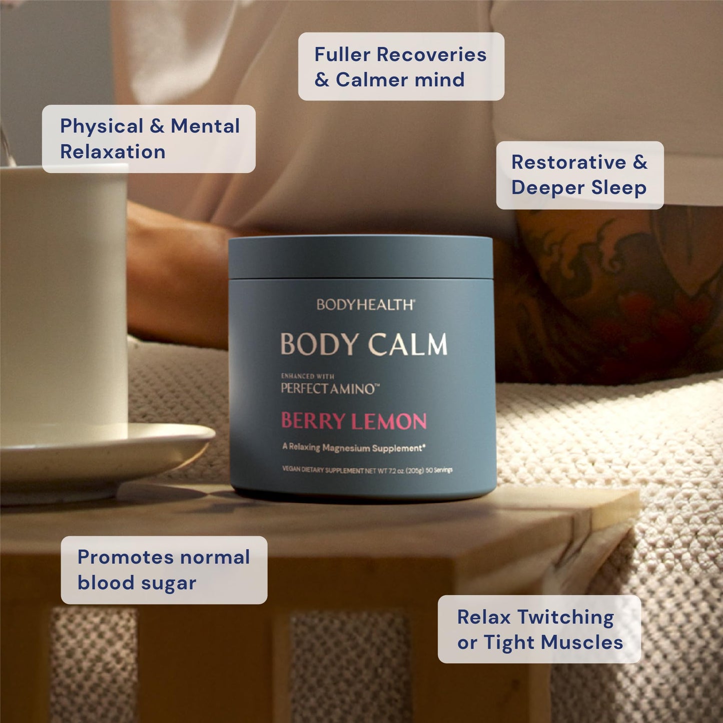BodyHealth Body Calm Magnesium Sleep Supplement – Berry Lemon (40 Servings)
