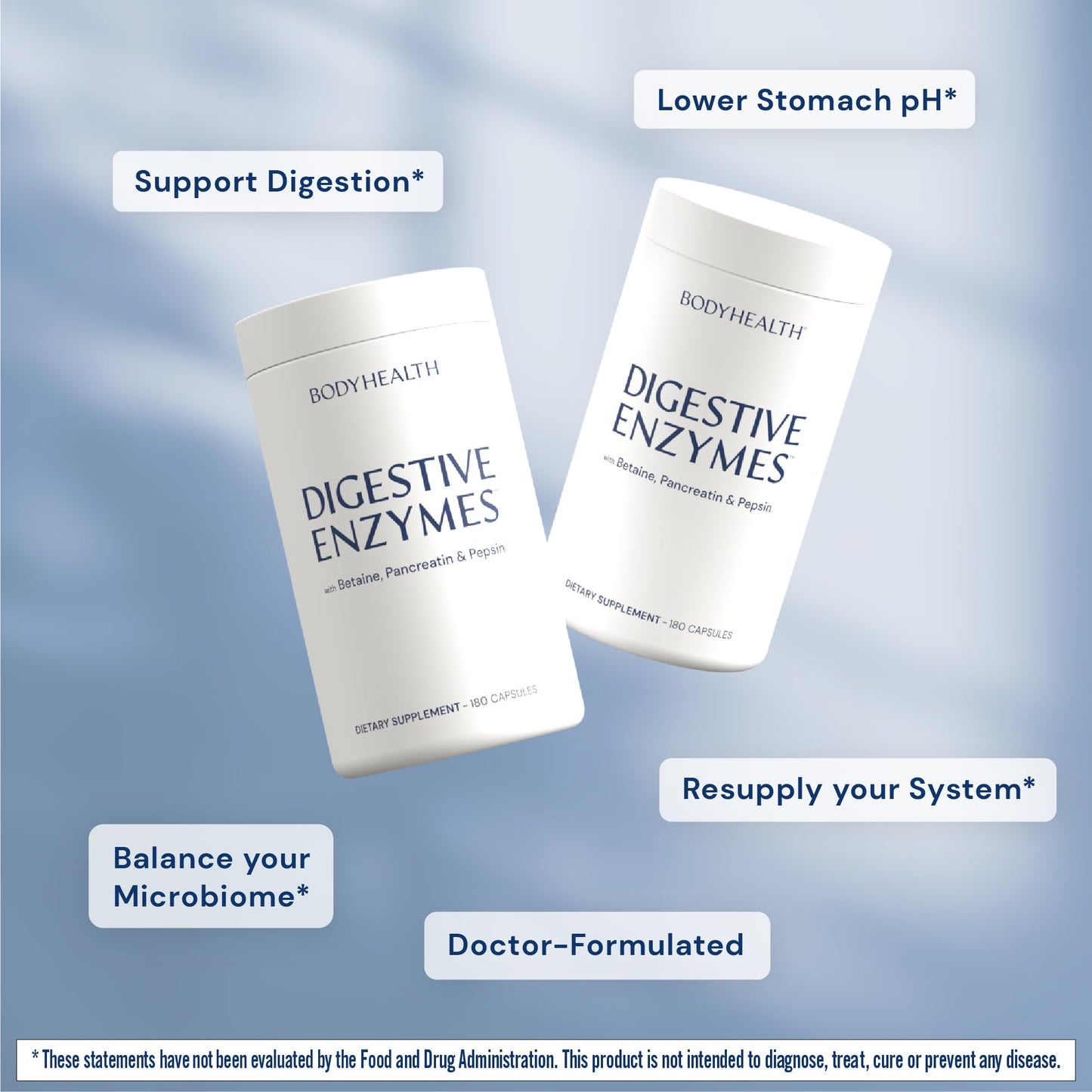 BodyHealth Digestive Enzymes – Full Spectrum Digestive Support (180 caps) with Probiotics