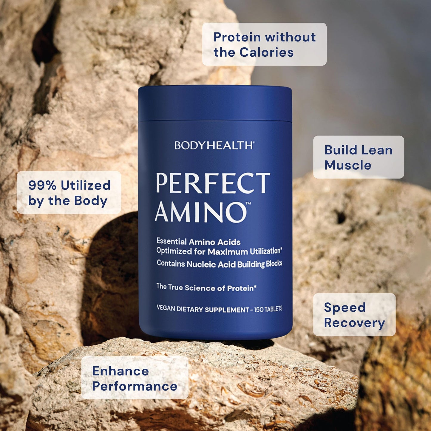 BodyHealth PerfectAmino Tablets (150 ct) – Essential Amino Acids with BCAAs for Muscle Recovery & Support