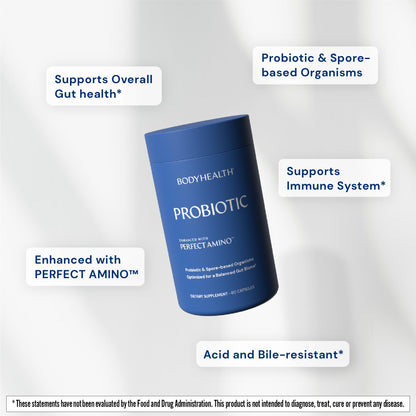 BodyHealth Probiotic with PerfectAmino – Spore-Based, 60 Capsules (Women & Men)