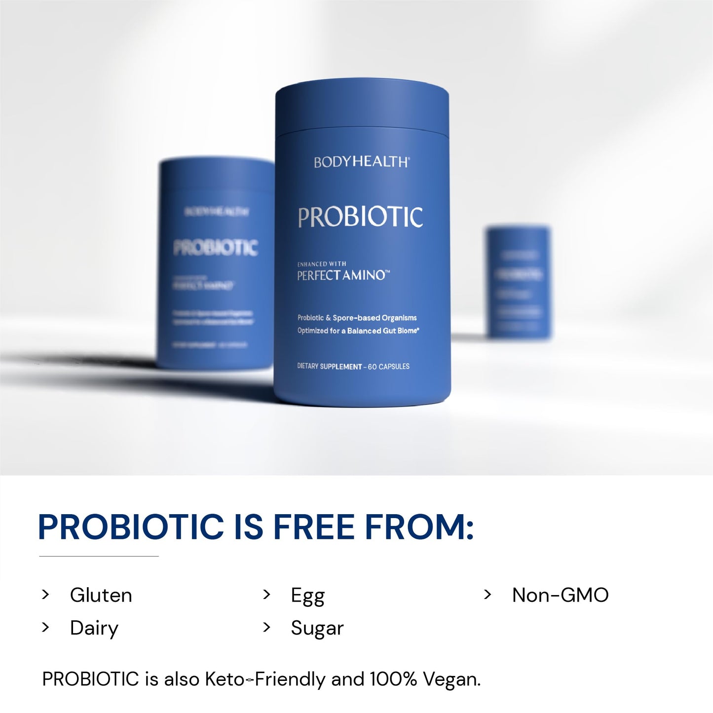 BodyHealth Probiotic with PerfectAmino – Spore-Based, 60 Capsules (Women & Men)