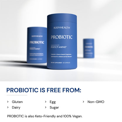 BodyHealth Probiotic with PerfectAmino – Spore-Based, 60 Capsules (Women & Men)