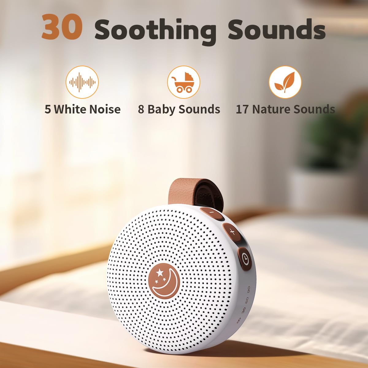 BodyHush Mini Shushing Sound Machine – Portable White Noise & Brown Noise with 30 Soothing Sounds
