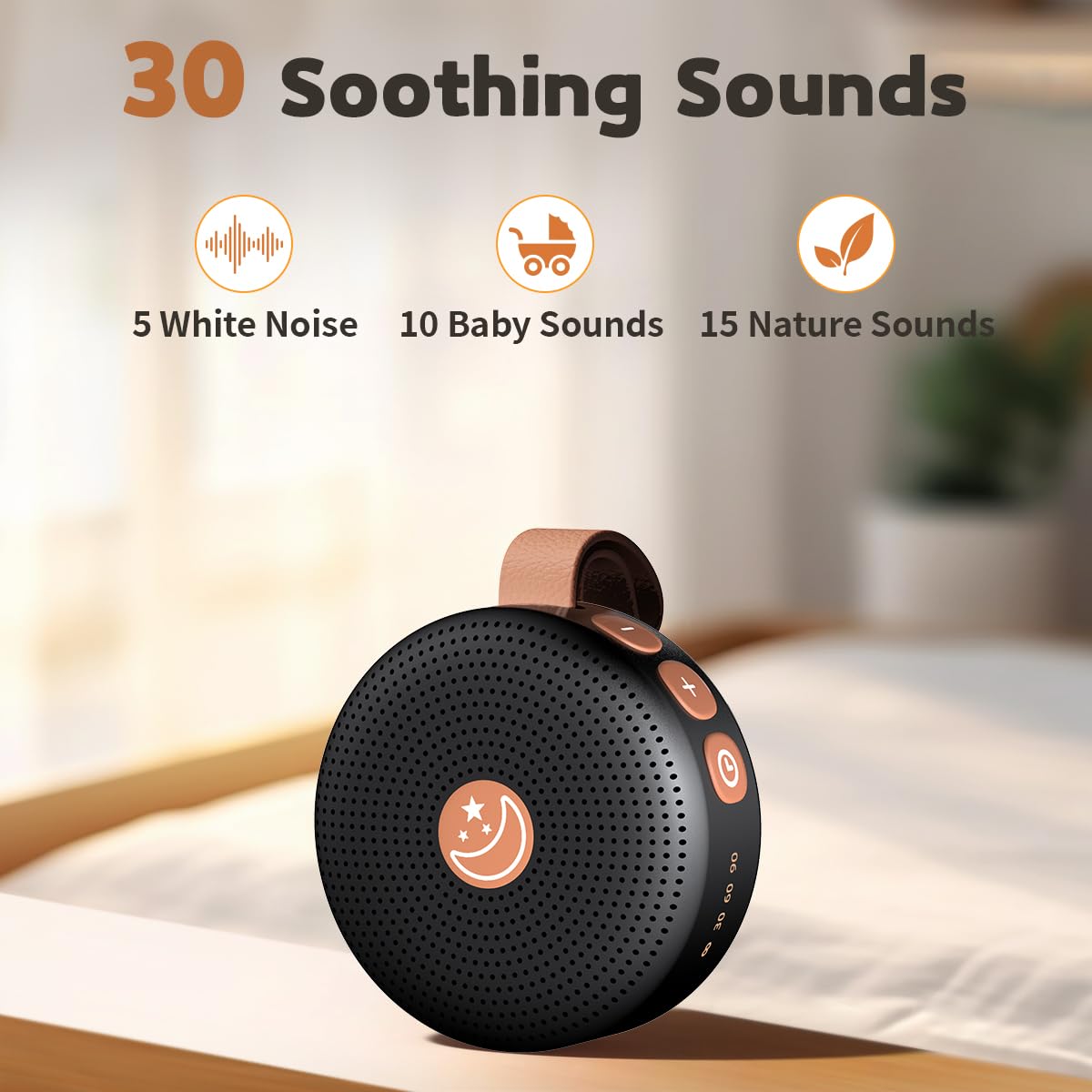 BodyHush Mini Sound Machine – Portable White Noise & Brown Noise, 30 Sounds, 32 Volume Levels, Auto-Off