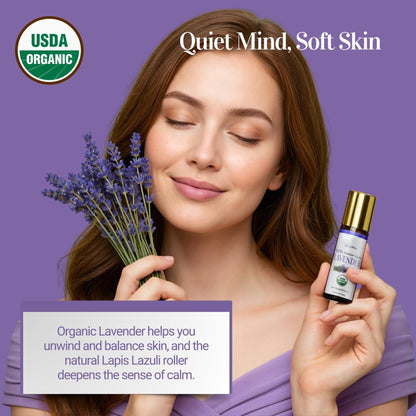 BodyJ4You Lavender Roll-On - USDA Organic MCT Coconut Oil, Amethyst Stone, 10ml