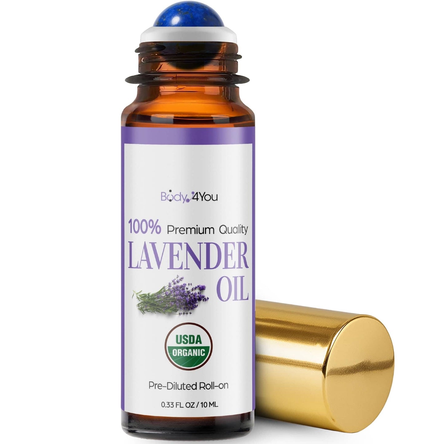 BodyJ4You Lavender Roll-On - USDA Organic MCT Coconut Oil, Amethyst Stone, 10ml