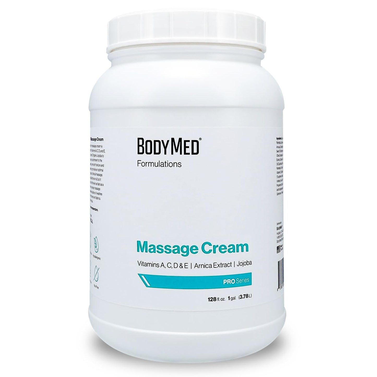 BodyMed Formulations Massage Cream, 1 gal. – Fragrance-Free, All-Natural Cream for Massage Therapy – Leaping Bunny Certified – Arnica Extract & Jojoba – Non-Staining & Paraben Free