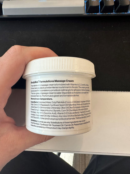 BodyMed Formulations Massage Cream 4 oz – Fragrance-Free, Arnica & Jojoba, Leaping Bunny Certified