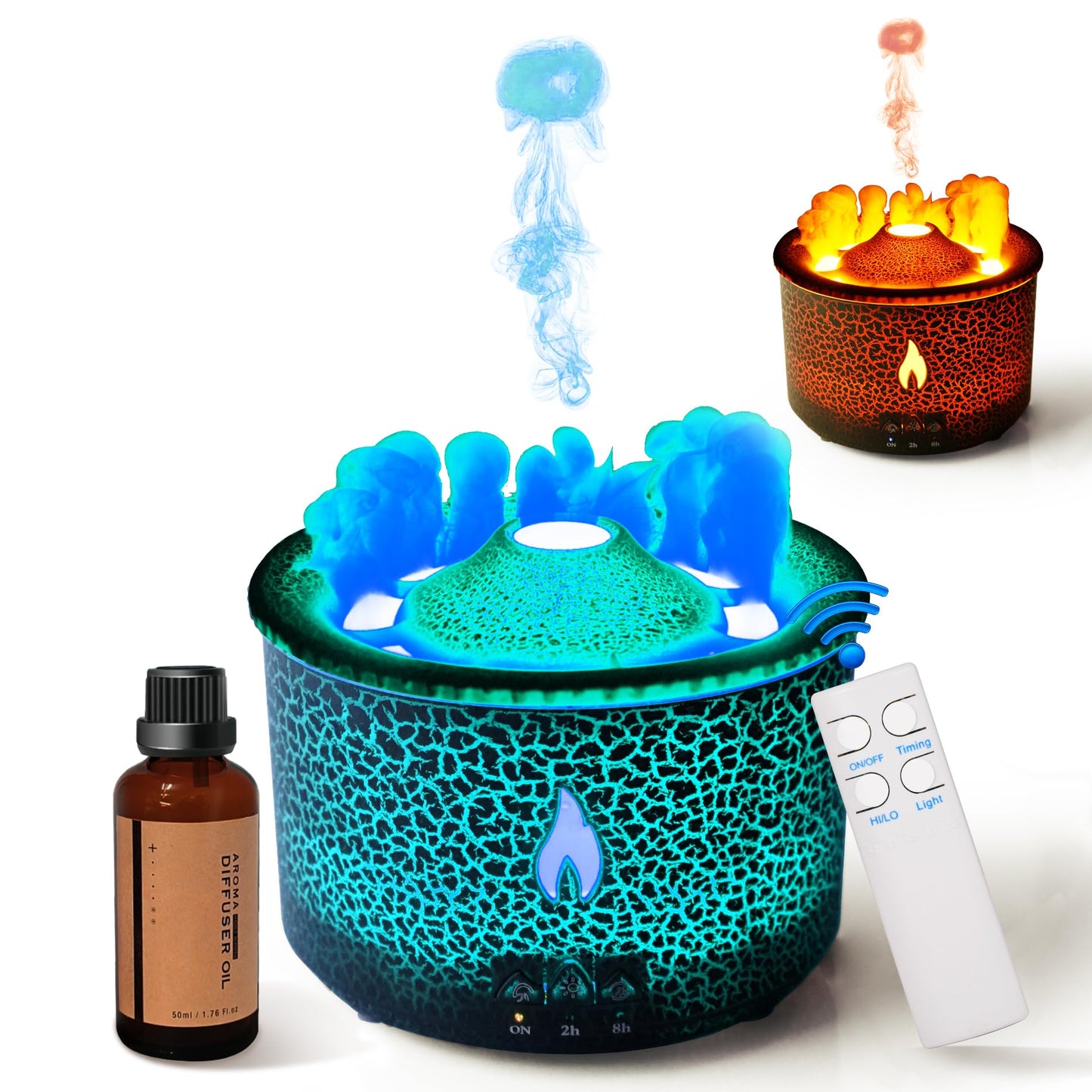 BOHOFAM Aroma Diffuser 360ML – Volcano & Flame Modes, 2 Light Colors