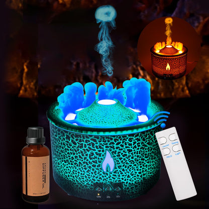 BOHOFAM Aroma Diffuser 360ML – Volcano & Flame Modes, 2 Light Colors