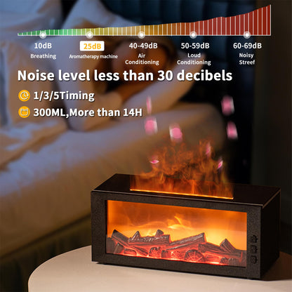 BOHOFAM Fireplace Essential Oil Diffuser 300ML | 14-Hour Run Time | Colorful Flame (Black) - Hotel Collection Oils Included