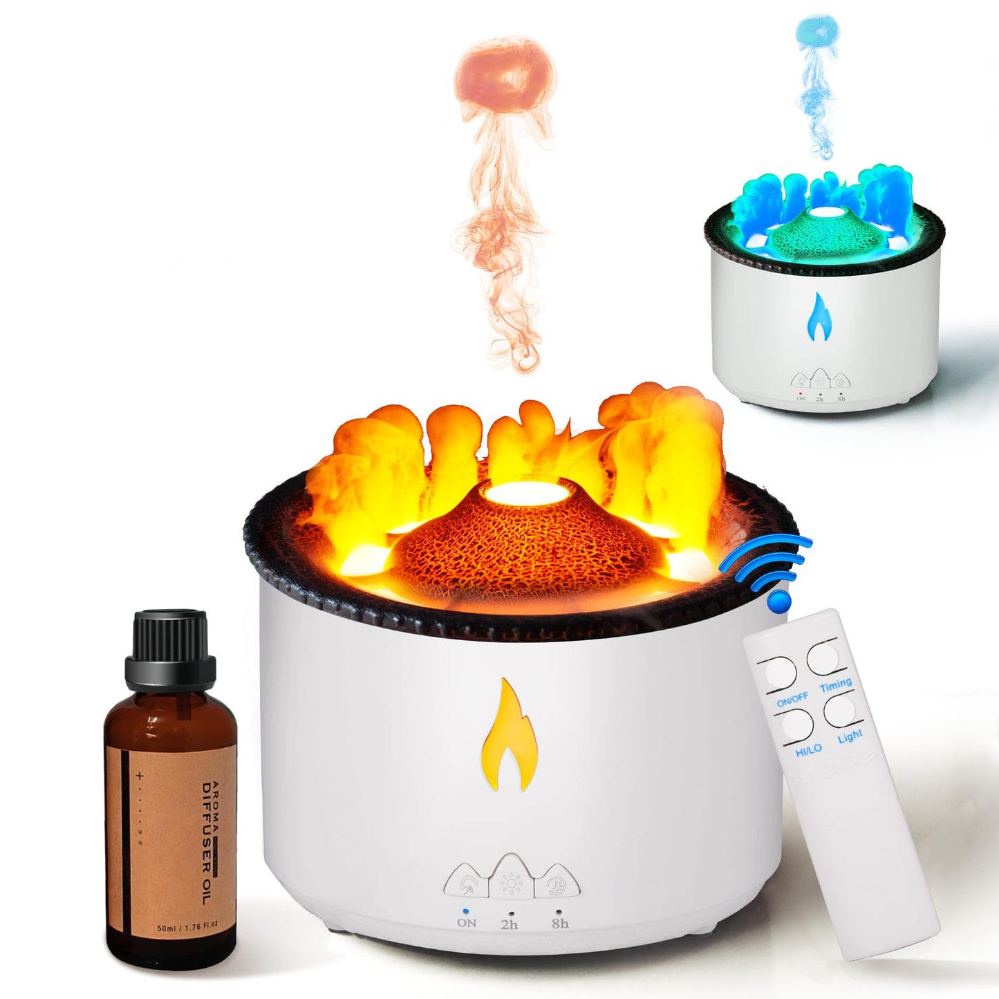 BOHOFAM 360ML Essential Oil Diffuser - Volcano & Flame Modes, 50ml Hotel Oil Included