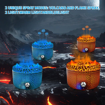 BOHOFAM 500ML Essential Oil Diffuser – Volcano & Flame Humidifier (Gray Crack)