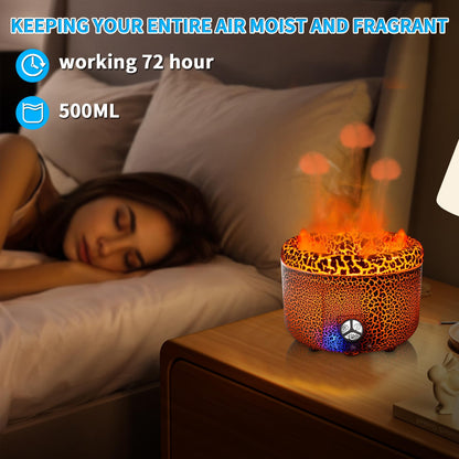 BOHOFAM 500ML Essential Oil Diffuser – Volcano & Flame Humidifier (Gray Crack)