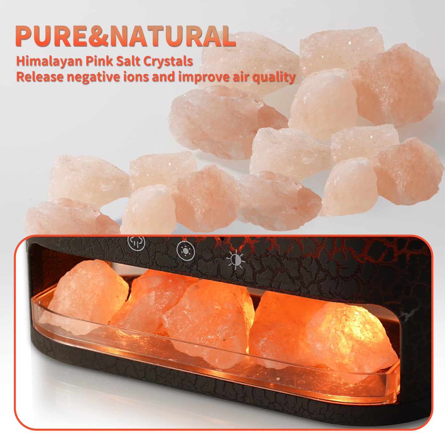 BOHOFAM Essential Oil Diffuser with Himalayan Salt Lamp - Double Flame & Jellyfish (Black)